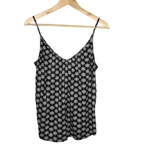H&M black white Floral camisole crop top Sz M